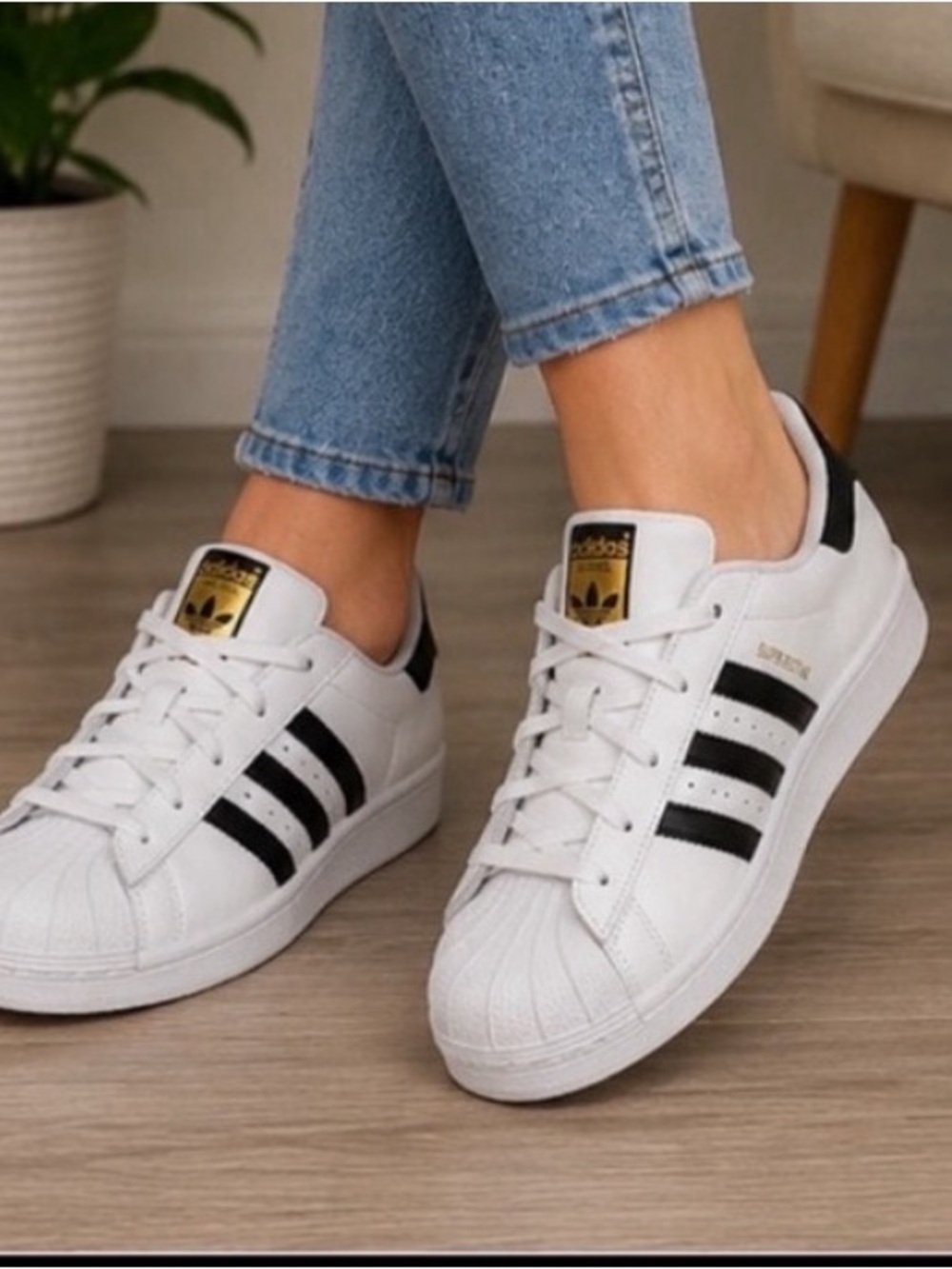Adidas Superstar Shell Toe Sneakers – White/Black – Women’s 6.5